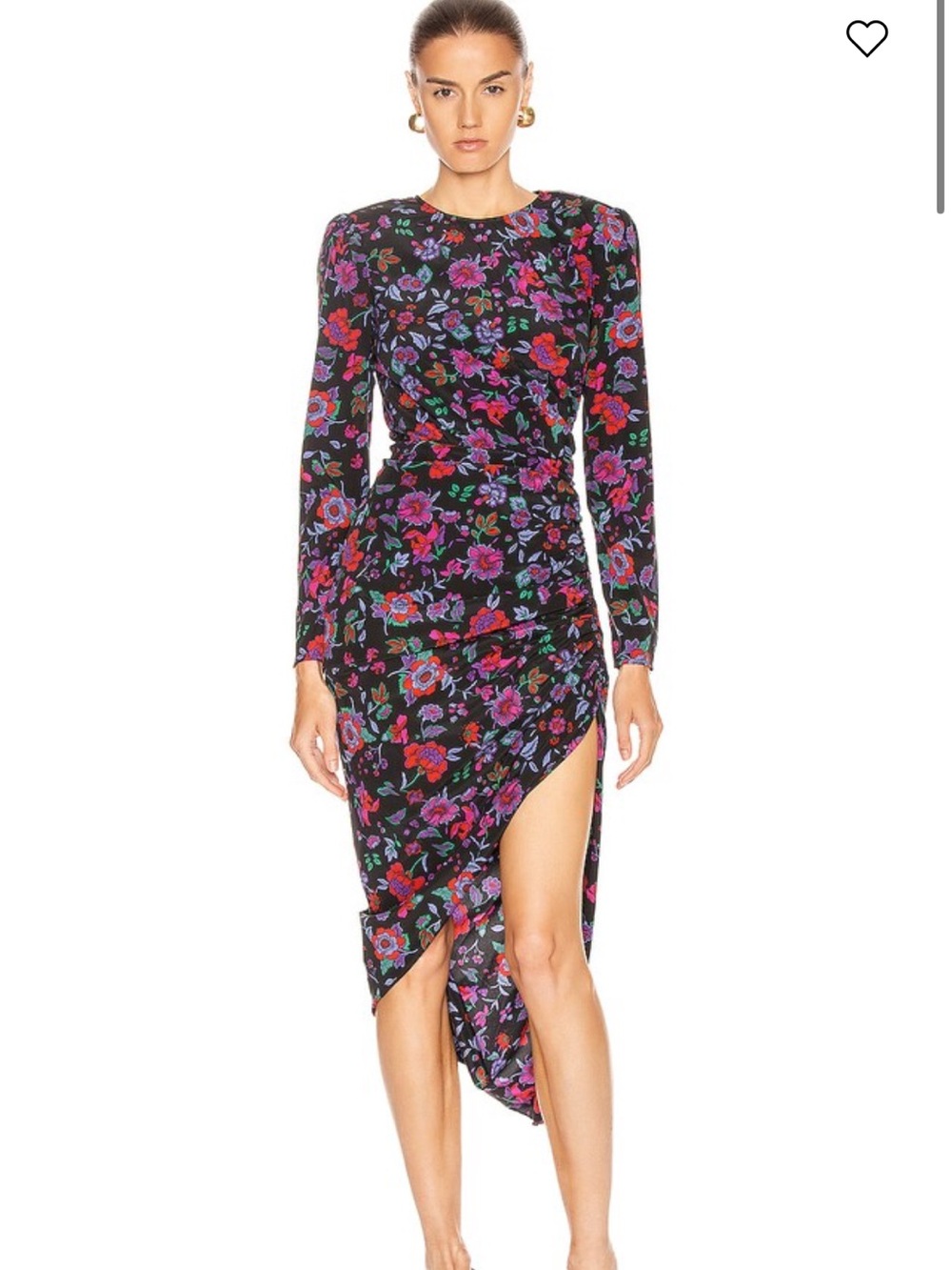 Veronica Beard Black Floral Asymmetrical Long-Sleeve Dress